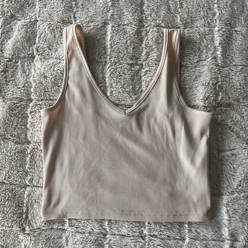 SHEIN Beige Ribbed Tank Top